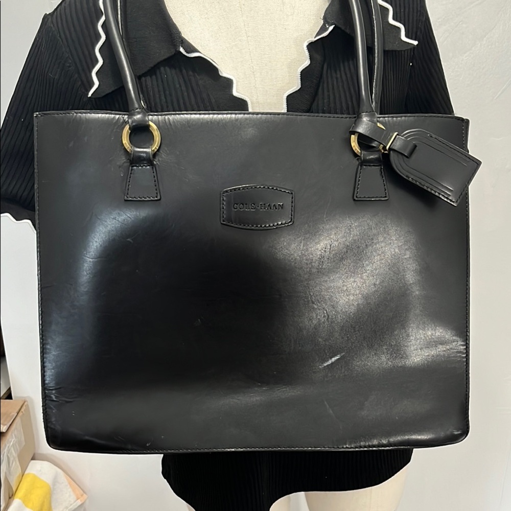 Large cole haan leather tote bag